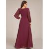 imageEverPretty Womens VNeck Long Sleeves ALine Pleated Chiffon Floor Length Formal Dress 02235Burgundy