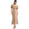 imageEverPretty Womens Gorgeous V Neck Sequin Tulle Short Sleeves Maxi Evening Gowns 02370Gold