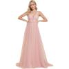 imageEverPretty Womens Sleeveless Tulle Prom Dresses ALine Long Formal Evening DressesPink