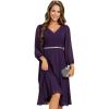 imageEverPretty Womens V Neck Chiffon Beading Pleated Midi Length Long Sleeves Formal Wedding Guest Dresses 31981Dark Purple