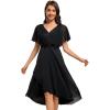 imageEverPretty Womens V Neck Short Sleeve Appliques Glitter HiLo Midi Semi Formal Dress 51159Black
