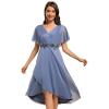imageEverPretty Womens V Neck Short Sleeve Appliques Glitter HiLo Midi Semi Formal Dress 51159Dusty Blue