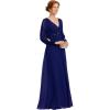 imageEverPretty Womens VNeck Chiffon ALine Waist Appliques Flowing Sleeves Floor Length Mother of The Bride Dresses 00461PHDeep Royal Blue