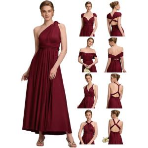imageEverPretty Womens Convertible Bridesmaid Dress Infinity MultiWay Wrap Gowns Twist Wrap Dresses 02410Burgundy