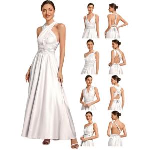 imageEverPretty Womens Convertible Bridesmaid Dress Infinity MultiWay Wrap Gowns Twist Wrap Dresses 02410Metallic Silver