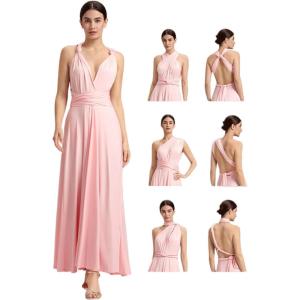 imageEverPretty Womens Convertible Bridesmaid Dress Infinity MultiWay Wrap Gowns Twist Wrap Dresses 02410Pink