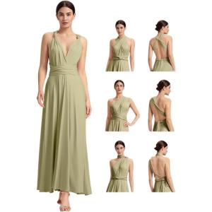 imageEverPretty Womens Convertible Bridesmaid Dress Infinity MultiWay Wrap Gowns Twist Wrap Dresses 02410Sage Green