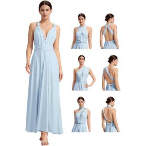 imageEverPretty Womens Convertible Bridesmaid Dress Infinity MultiWay Wrap Gowns Twist Wrap Dresses 02410Sky Blue