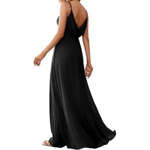 imageEverPretty Womens Sexy Spaghetti Straps Cowl Back Empire Waist A Line Pleated Chiffon Bridesmaid Dress 80026PHBlack