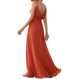 imageEverPretty Womens Sexy Spaghetti Straps Cowl Back Empire Waist A Line Pleated Chiffon Bridesmaid Dress 80026PHBurnt Orange