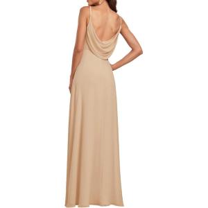 imageEverPretty Womens Sexy Spaghetti Straps Cowl Back Empire Waist A Line Pleated Chiffon Bridesmaid Dress 80026PHChampagne