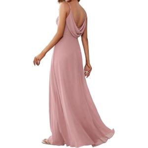 imageEverPretty Womens Sexy Spaghetti Straps Cowl Back Empire Waist A Line Pleated Chiffon Bridesmaid Dress 80026PHDusty Rose
