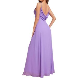 imageEverPretty Womens Sexy Spaghetti Straps Cowl Back Empire Waist A Line Pleated Chiffon Bridesmaid Dress 80026PHLavender