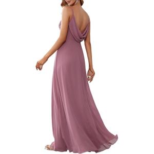 imageEverPretty Womens Sexy Spaghetti Straps Cowl Back Empire Waist A Line Pleated Chiffon Bridesmaid Dress 80026PHOrchid