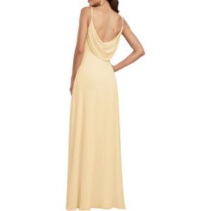 imageEverPretty Womens Sexy Spaghetti Straps Cowl Back Empire Waist A Line Pleated Chiffon Bridesmaid Dress 80026PHYellow