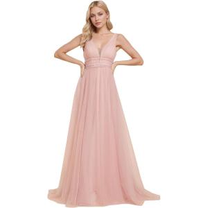 imageEverPretty Womens Sleeveless Tulle Prom Dresses ALine Long Formal Evening DressesPink