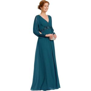 imageEverPretty Womens VNeck Chiffon ALine Waist Appliques Flowing Sleeves Floor Length Mother of The Bride Dresses 00461PHTeal