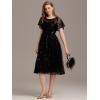 imageEverPretty Womens Round Neck Short Sleeves Sequin Tea Length ALine Wedding Guest Dresses 02364Black