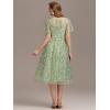 imageEverPretty Womens Round Neck Short Sleeves Sequin Tea Length ALine Wedding Guest Dresses 02364Mint Green