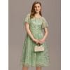 imageEverPretty Womens Round Neck Short Sleeves Sequin Tea Length ALine Wedding Guest Dresses 02364Mint Green