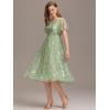 imageEverPretty Womens Round Neck Short Sleeves Sequin Tea Length ALine Wedding Guest Dresses 02364Mint Green