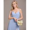 imageEverPretty Womens Sexy Side Slit V Neck Spaghetti Straps Chiffon A Line Bridesmaid Dress 0128BPHBlack