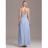 imageEverPretty Womens Sexy Side Slit V Neck Spaghetti Straps Chiffon A Line Bridesmaid Dress 0128BPHIce Blue