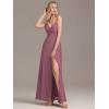 imageEverPretty Womens Sexy Side Slit V Neck Spaghetti Straps Chiffon A Line Bridesmaid Dress 0128BPHOrchid