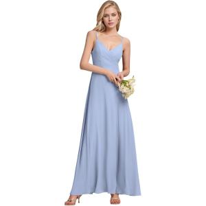 imageEverPretty Womens Sexy Side Slit V Neck Spaghetti Straps Chiffon A Line Bridesmaid Dress 0128BPHIce Blue