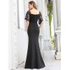 imageEverPretty Black Prom Dress for Women VNeck Long Prom Gowns Black US14