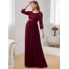 imageEverPretty Womens 34 Sleeve Aline Lace Embroidery Chiffon Maternity Party Dress 20797Burgundy