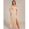 imageEverPretty Womens Formal Dresses Off Shoulder Short Sleeve Split ALine Floor Length Bridesmaid Dresses 0237Champagne