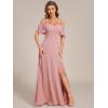 imageEverPretty Womens Formal Dresses Off Shoulder Short Sleeve Split ALine Floor Length Bridesmaid Dresses 0237Dusty Rose