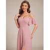 imageEverPretty Womens Formal Dresses Off Shoulder Short Sleeve Split ALine Floor Length Bridesmaid Dresses 0237Dusty Rose