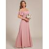 imageEverPretty Womens Formal Dresses Off Shoulder Short Sleeve Split ALine Floor Length Bridesmaid Dresses 0237Dusty Rose