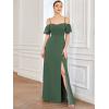 imageEverPretty Womens Formal Dresses Off Shoulder Short Sleeve Split ALine Floor Length Bridesmaid Dresses 0237Eucalyptus Green