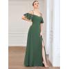 imageEverPretty Womens Formal Dresses Off Shoulder Short Sleeve Split ALine Floor Length Bridesmaid Dresses 0237Eucalyptus Green
