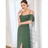 imageEverPretty Womens Formal Dresses Off Shoulder Short Sleeve Split ALine Floor Length Bridesmaid Dresses 0237Eucalyptus Green