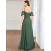 imageEverPretty Womens Formal Dresses Off Shoulder Short Sleeve Split ALine Floor Length Bridesmaid Dresses 0237Eucalyptus Green