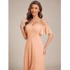 imageEverPretty Womens Formal Dresses Off Shoulder Short Sleeve Split ALine Floor Length Bridesmaid Dresses 0237Peach