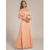 imageEverPretty Womens Formal Dresses Off Shoulder Short Sleeve Split ALine Floor Length Bridesmaid Dresses 0237Peach