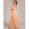 imageEverPretty Womens Formal Dresses Off Shoulder Short Sleeve Split ALine Floor Length Bridesmaid Dresses 0237Peach