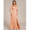 imageEverPretty Womens Formal Dresses Off Shoulder Short Sleeve Split ALine Floor Length Bridesmaid Dresses 0237Peach