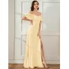 imageEverPretty Womens Formal Dresses Off Shoulder Short Sleeve Split ALine Floor Length Bridesmaid Dresses 0237Yellow