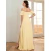 imageEverPretty Womens Formal Dresses Off Shoulder Short Sleeve Split ALine Floor Length Bridesmaid Dresses 0237Yellow