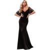 imageEverPretty Black Prom Dress for Women VNeck Long Prom Gowns Black US14