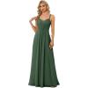 imageEverPretty Womens Chiffon Bridesmaid Dress VNeck Backless Ruched ALine Maxi Formal Dresses 01692Eucalyptus Green