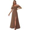 imageEverPretty Womens Formal Dresses Off Shoulder Short Sleeve Split ALine Floor Length Bridesmaid Dresses 0237Brown