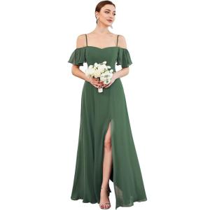 imageEverPretty Womens Formal Dresses Off Shoulder Short Sleeve Split ALine Floor Length Bridesmaid Dresses 0237Eucalyptus Green