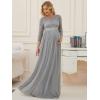 imageEverPretty Womens 34 Sleeve Aline Lace Embroidery Chiffon Maternity Party Dress 20797Gray